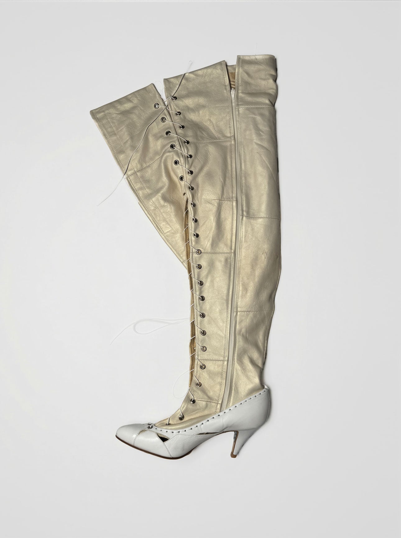 DRAPED LEATHER BOOTS