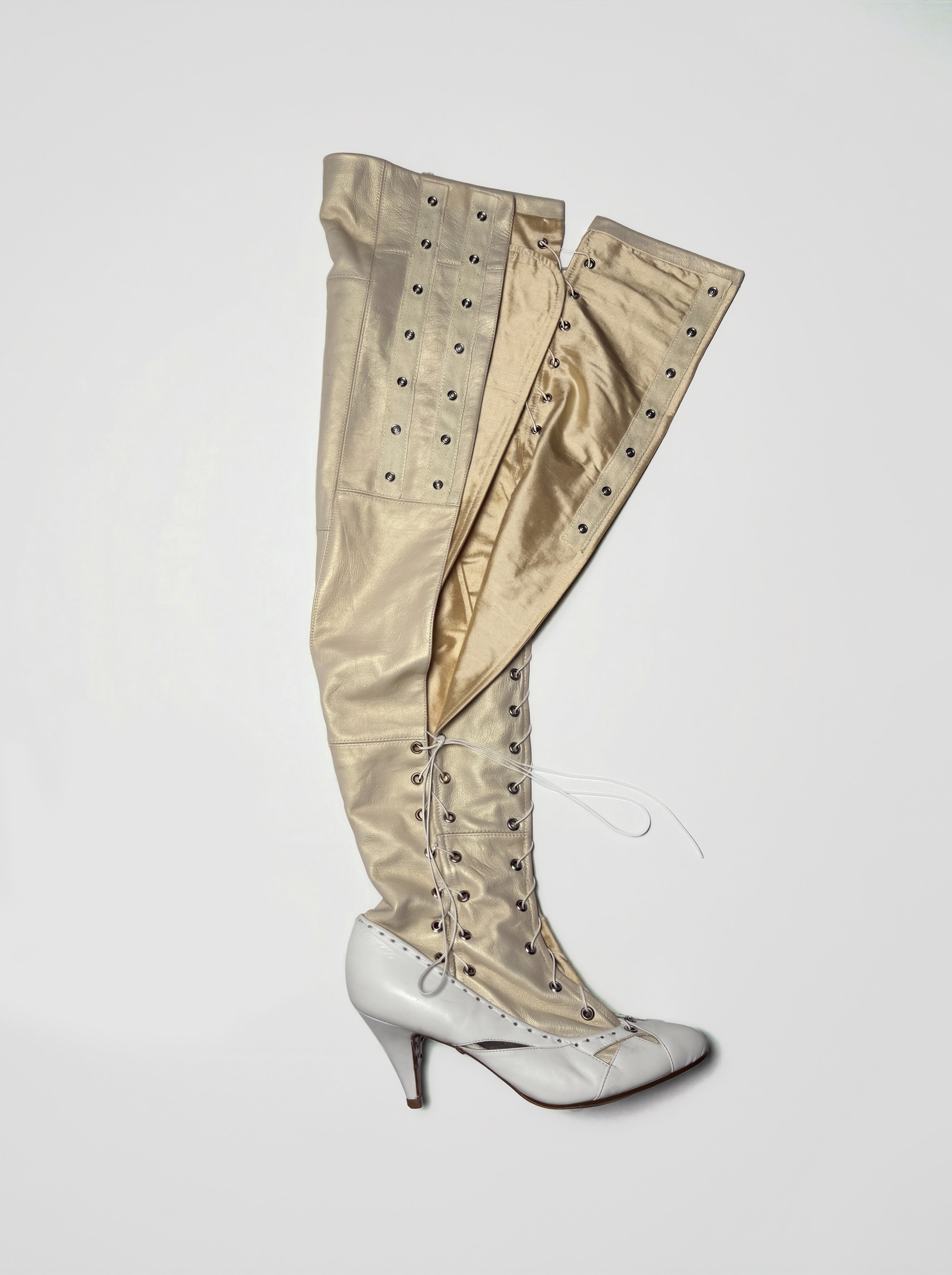 DRAPED LEATHER BOOTS